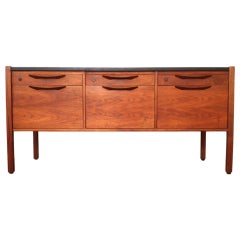 Jens Risom Walnut and Leather Top Cabinet