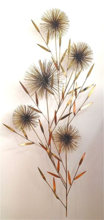 A Curtis Jere Laurel Tree Pom-Pom Wall Sculpture USA signed and dated 1979