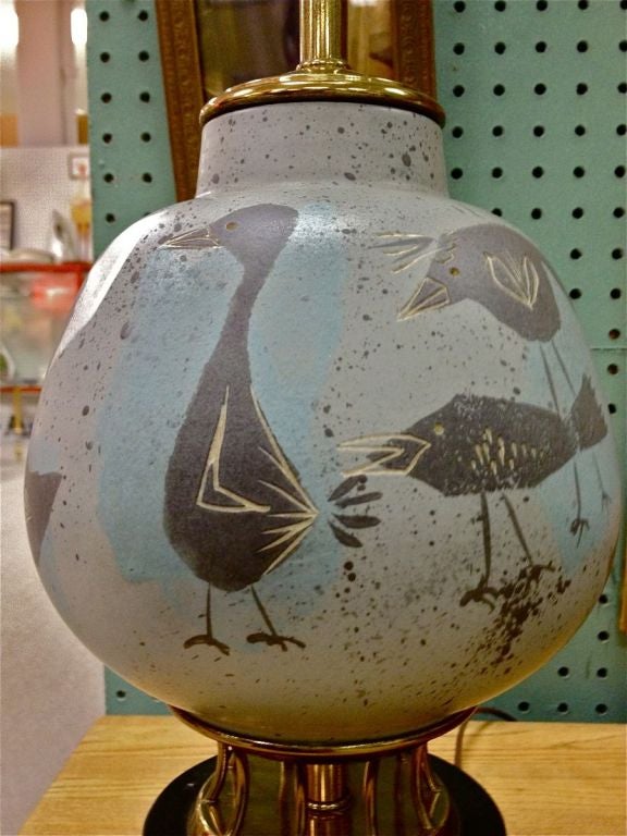 American Marc Bellaire Pottery Bird Lamp