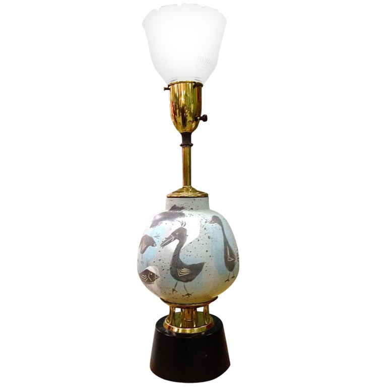 Marc Bellaire Pottery Bird Lamp
