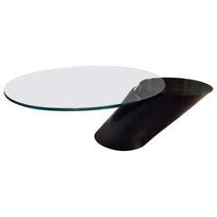 A Karl Springer Style Cantilevered Marble and Glass Coffee Table 1980s