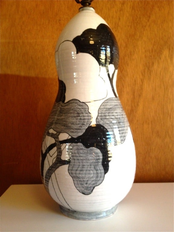 Hand Painted Italian Ceramic Table Lamp by Ernestine 2