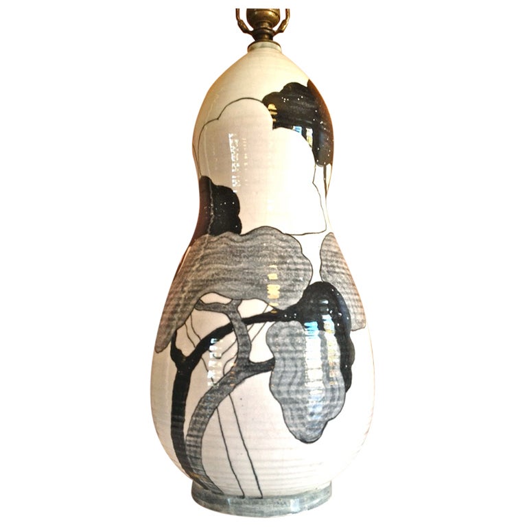 Hand Painted Italian Ceramic Table Lamp by Ernestine
