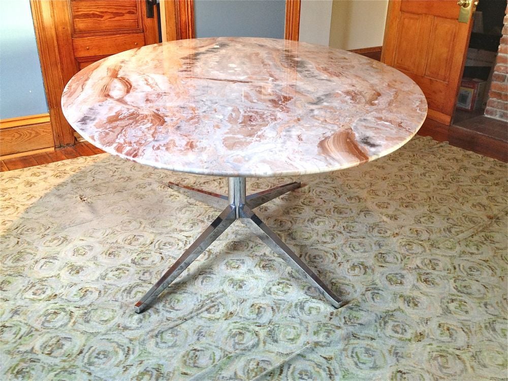 American Florence Knoll Oval Marble Top Dining Table