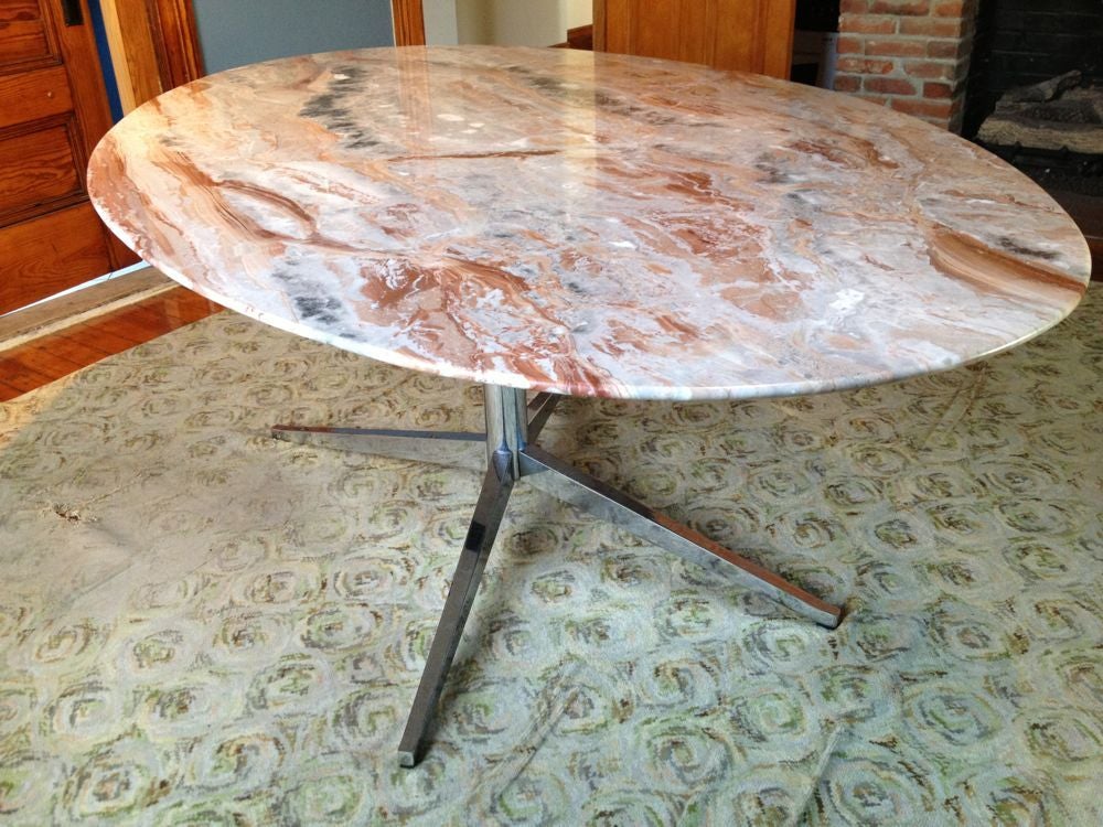 Mid-20th Century Florence Knoll Oval Marble Top Dining Table