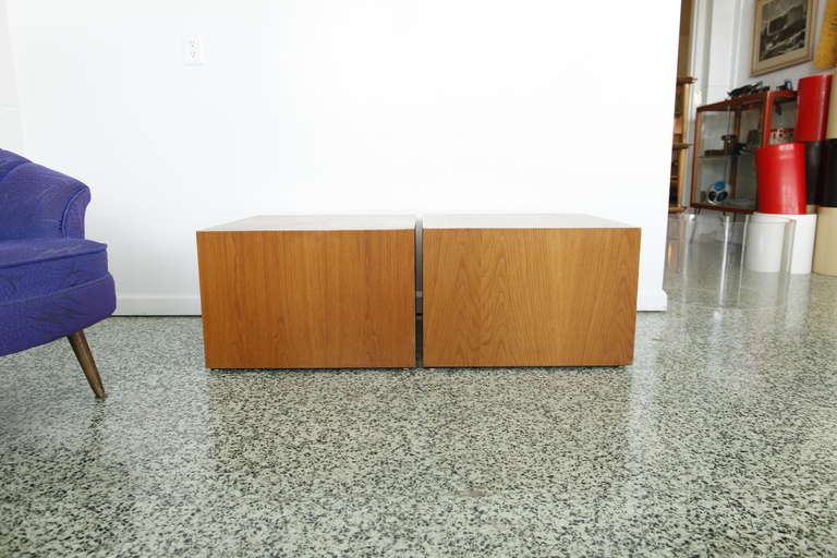 Pair of Pedestal Display End Tables after Milo Baughman 1