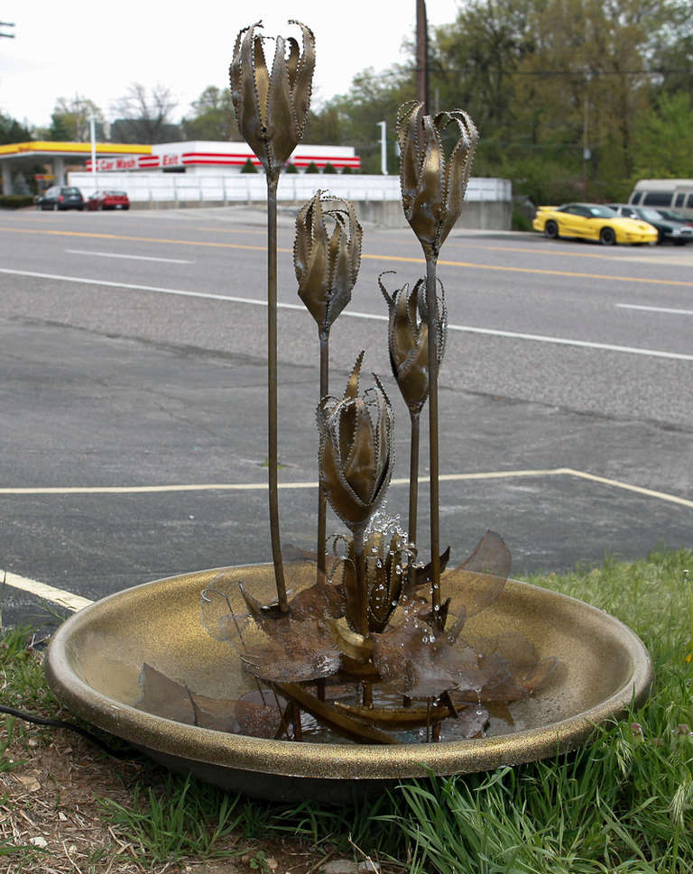 Great midcentury fountain in the style of C. Jere. By Marc Weinstein. In working condition with some areas of general wear.