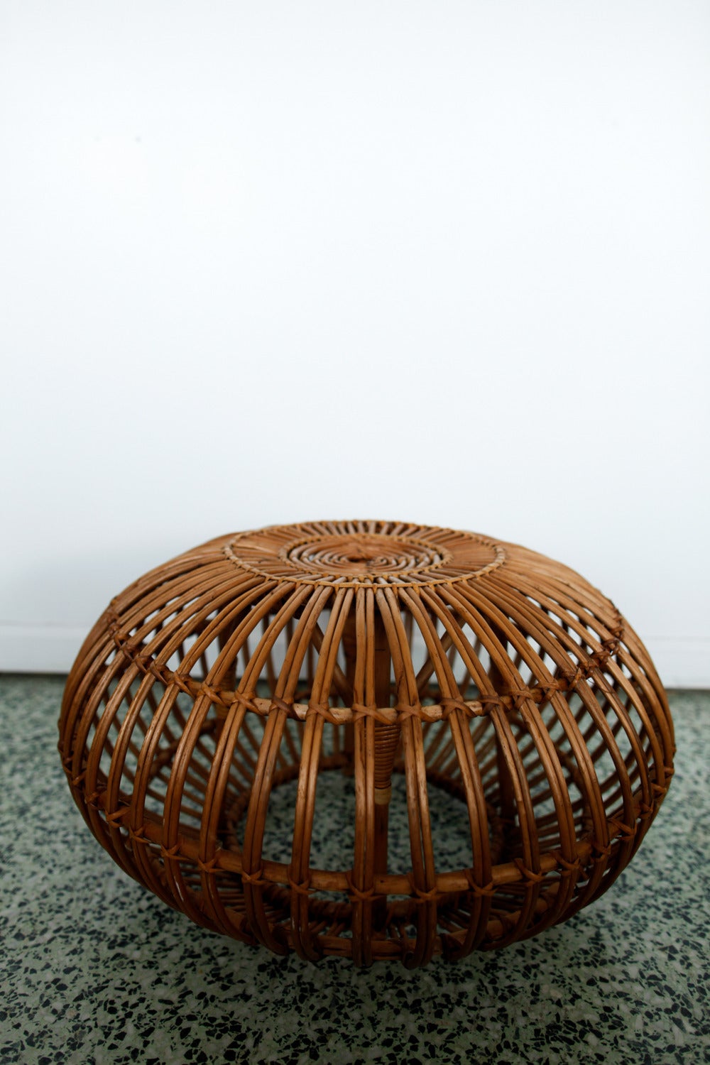 Italian Mid-Century rattan stool or ottoman by Franco Albini.