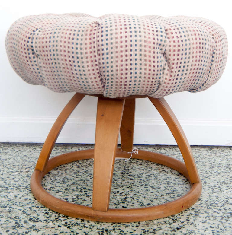 Art Deco Heywood Wakefield Midcentury Pouf Stool