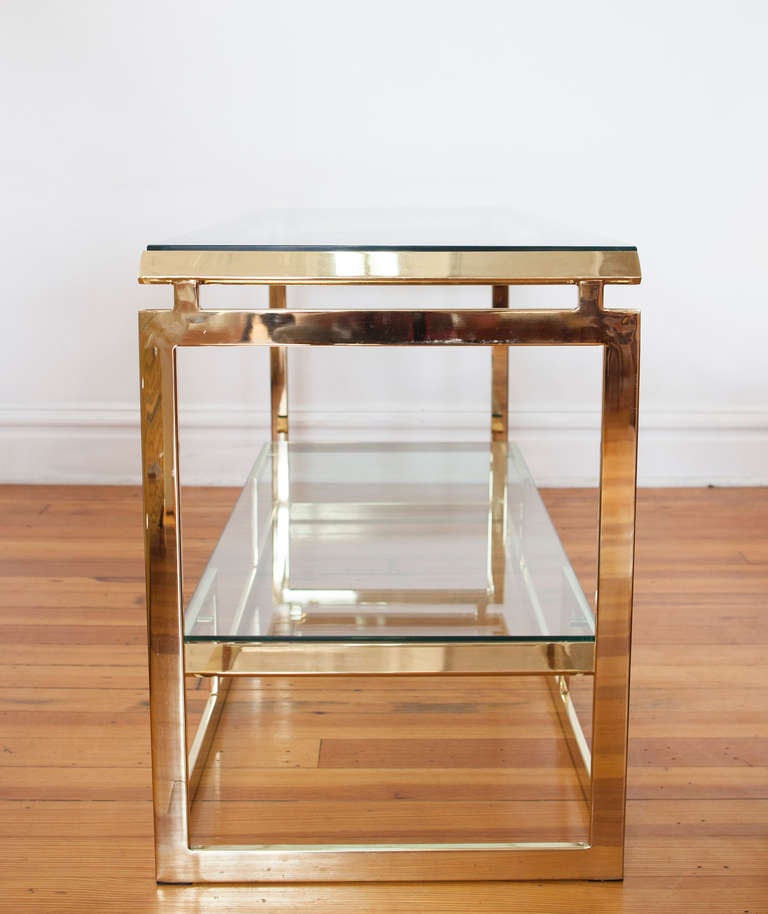 Substantial Glass and Brass Console Table 3