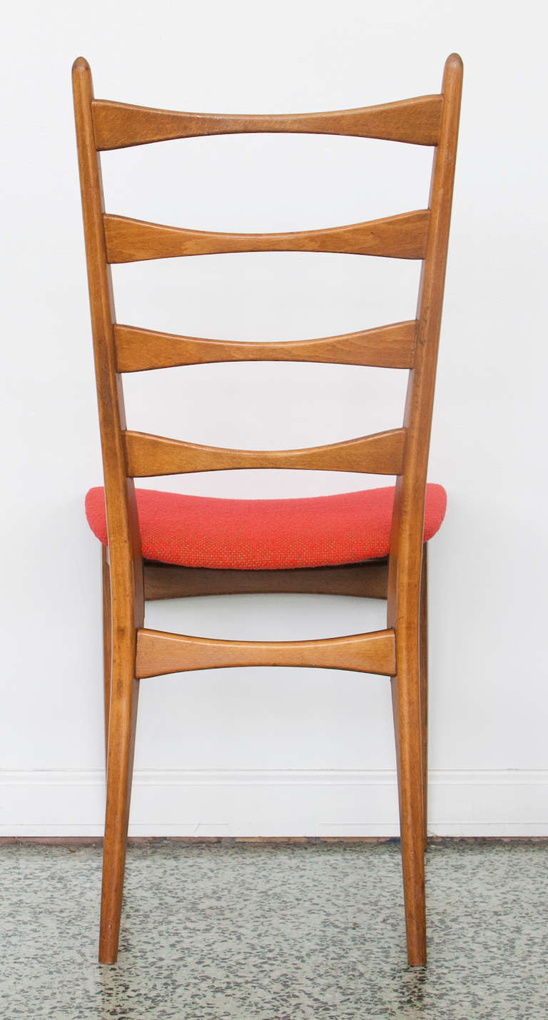 Milieu du XXe siècle Six chaises à manger danoises modernes à dossier échelonné du milieu du siècle dernier