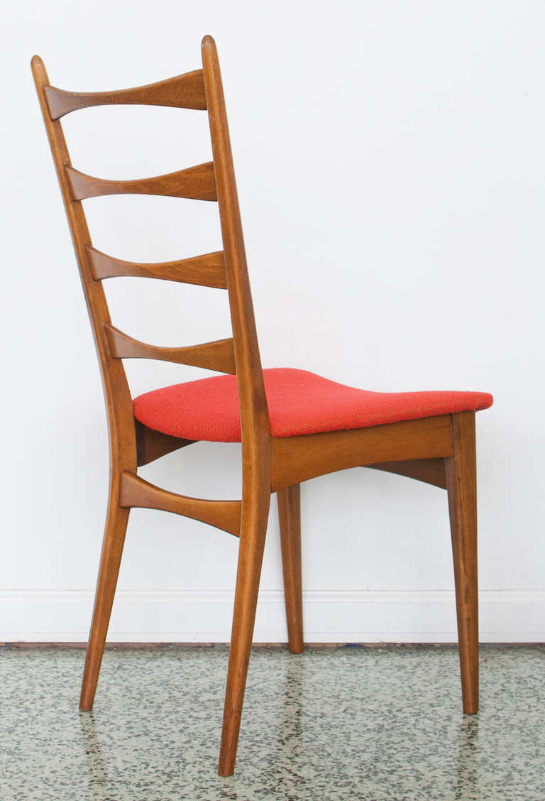 American Six Danish Modern Midcentury Ladder Back Dining Chairs