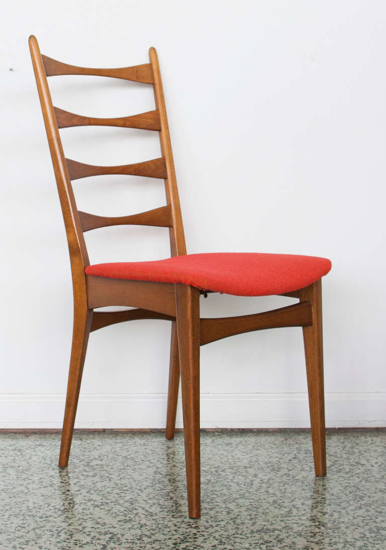 Mid-20th Century Six Danish Modern Midcentury Ladder Back Dining Chairs
