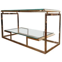 Substantial Glass and Brass Console Table
