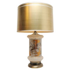 Mid-Century Glass Bird Table Lamp
