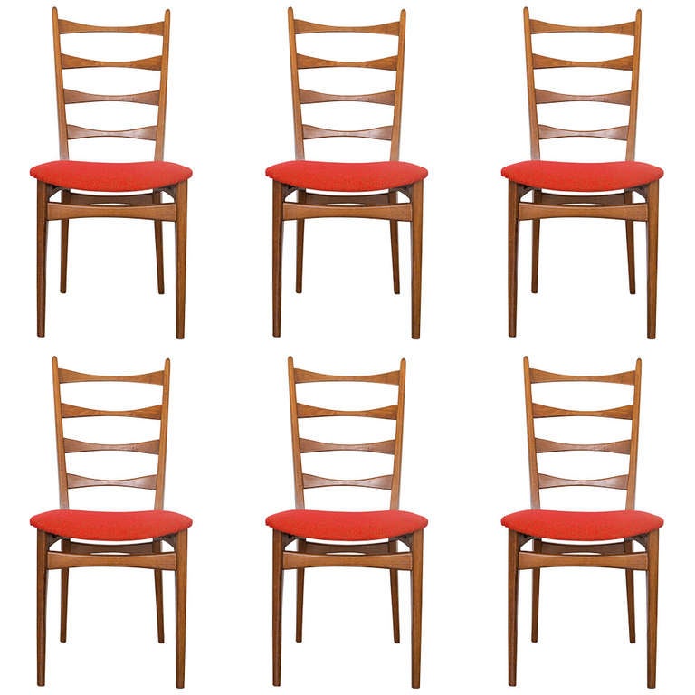 Six Danish Modern Midcentury Ladder Back Dining Chairs At 1stdibs Six Danish Modern Midcentury Ladder Back Dining Chairs For