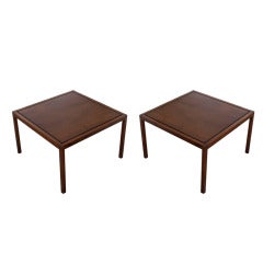Pair Walnut Tables by Lewis Butler for Knoll  