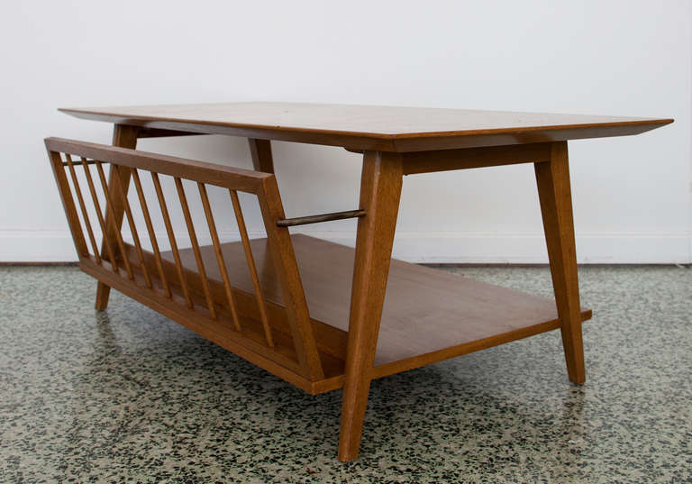 Midcentury Magazine Rack Coffee Table In Good Condition In St. Louis, MO