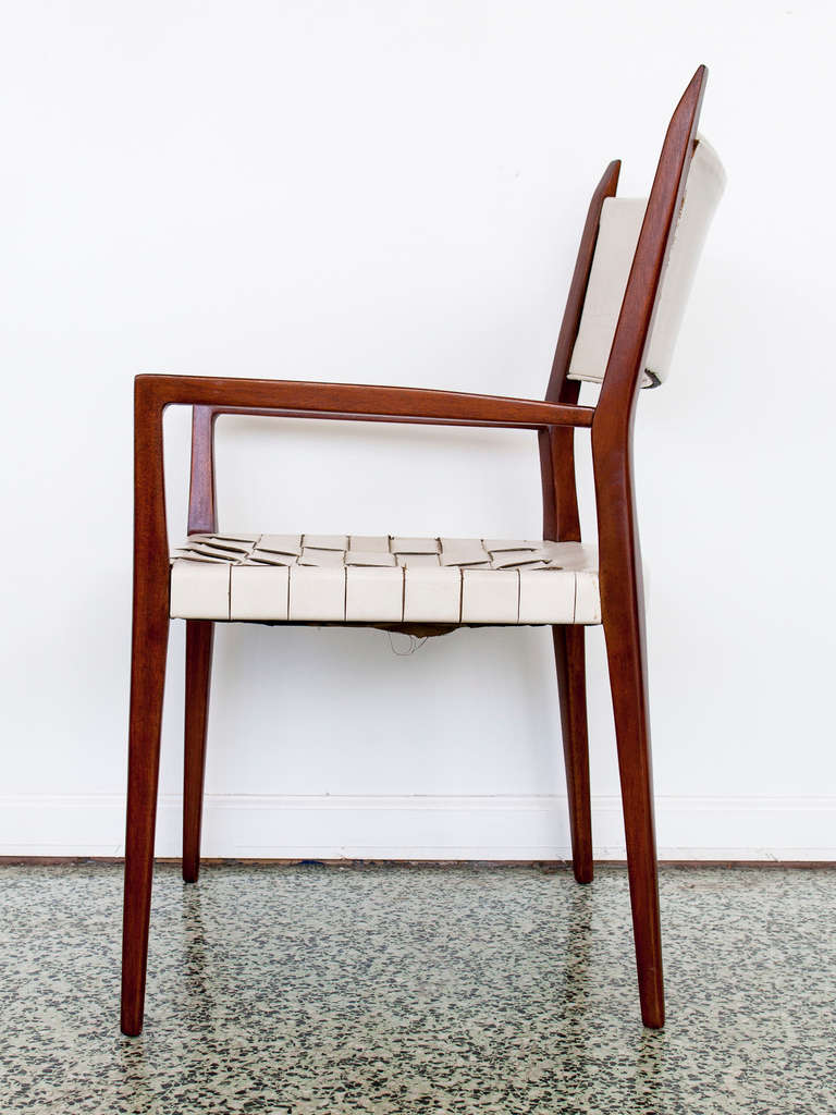 Set of 2 dining side chairs by Paul McCobb with mahogany frames and 