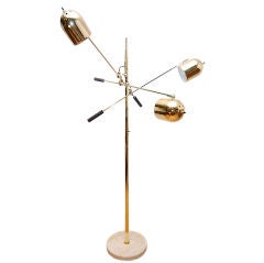 Italian Marble and Brass 3 Arm Mid-Century Floor Lamp