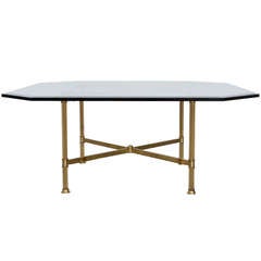 Brass "X" Base Coffee Table by LaBarge