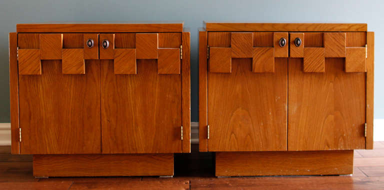 Pair of Mid-Century Modern Brutalist Lane Tables In Excellent Condition In St. Louis, MO