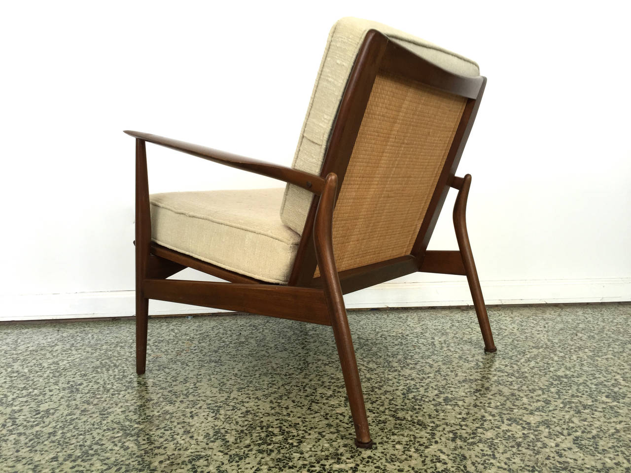 Ib Kofod-Larsen “Spear” chair for Selig. 2 available. refinishing recommended. 