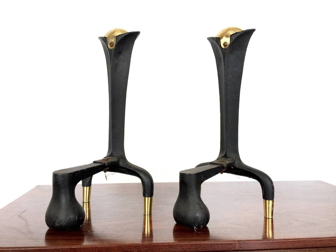 Mid-Century Andirons by Donald Deskey for Ward Bennett 1
