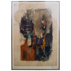 Signed Johnny Friedlaender, "Composition in Brown" Abstract 4