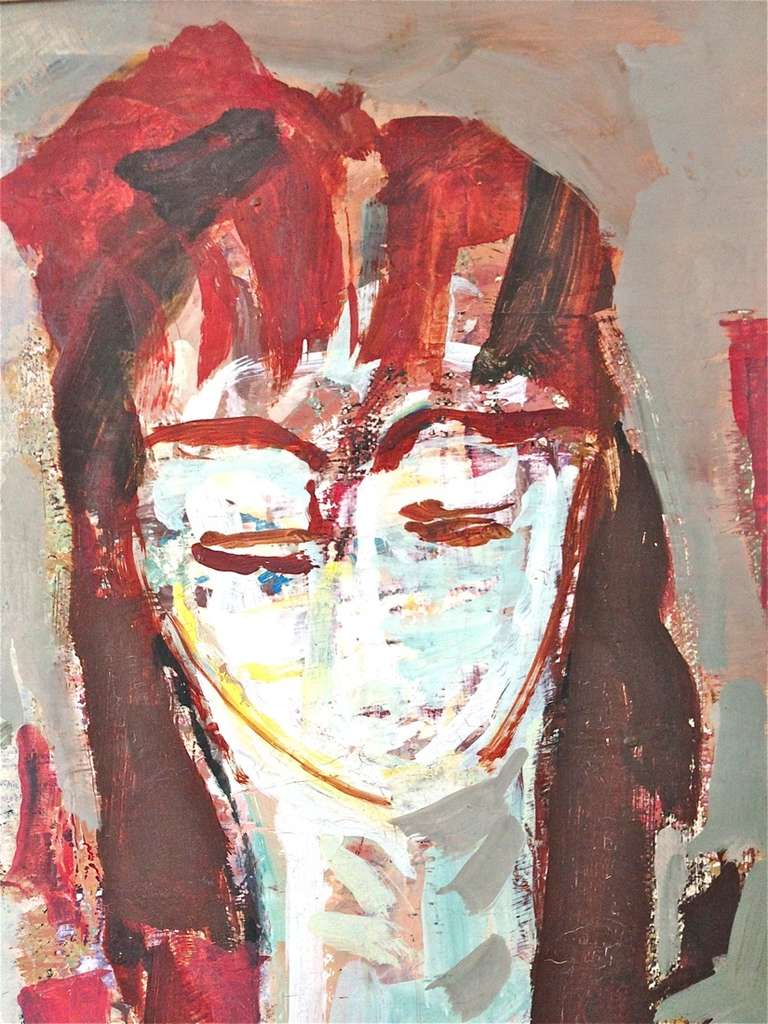 1957 Zvi Mairovich Female Portrait Abstract Mid-Century Painting 4