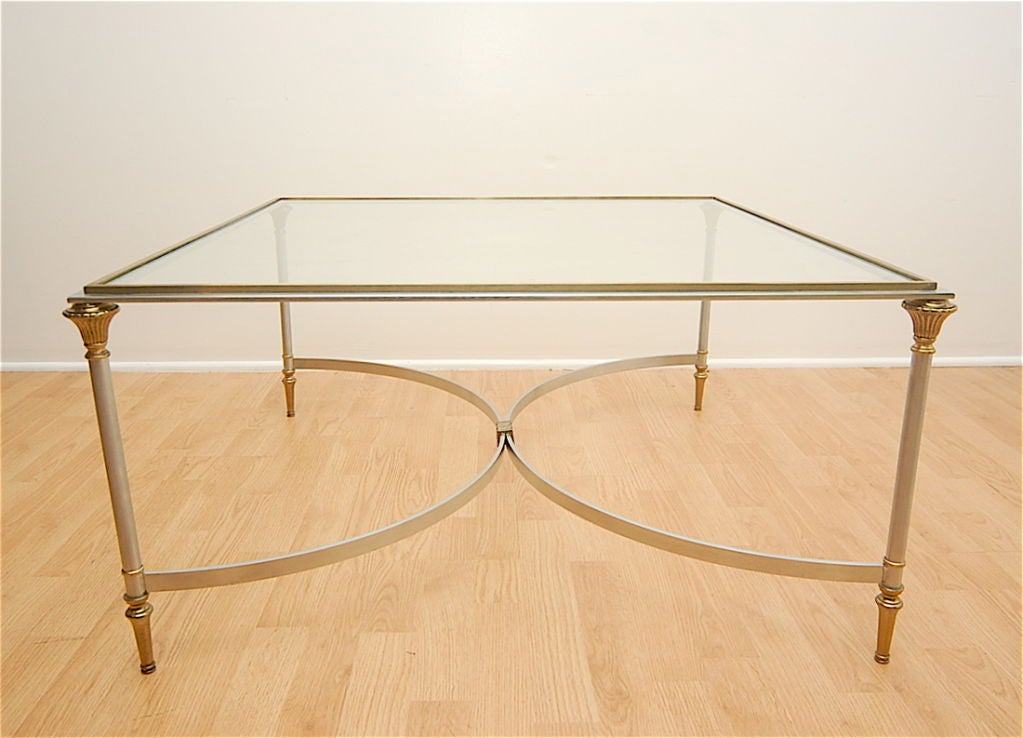Labarge Style Square Sliver And Brass Coffee Table At 1stdibs Unknown Labarge Style Square Sliver And Brass Coffee Table For