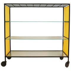 Dining Bar Cart by Paul McCobb for Arbuck with Original Yellow Fabric