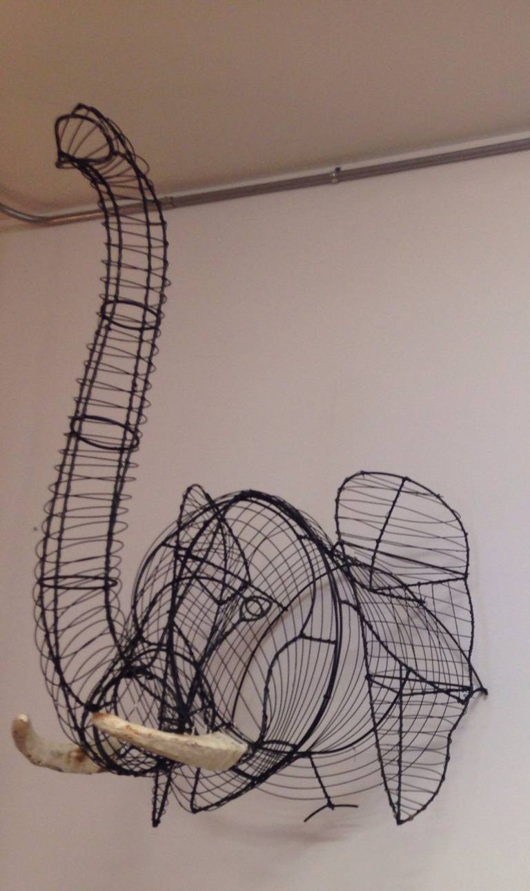 Modern Stunning Elephant Wire Wall Sculpture