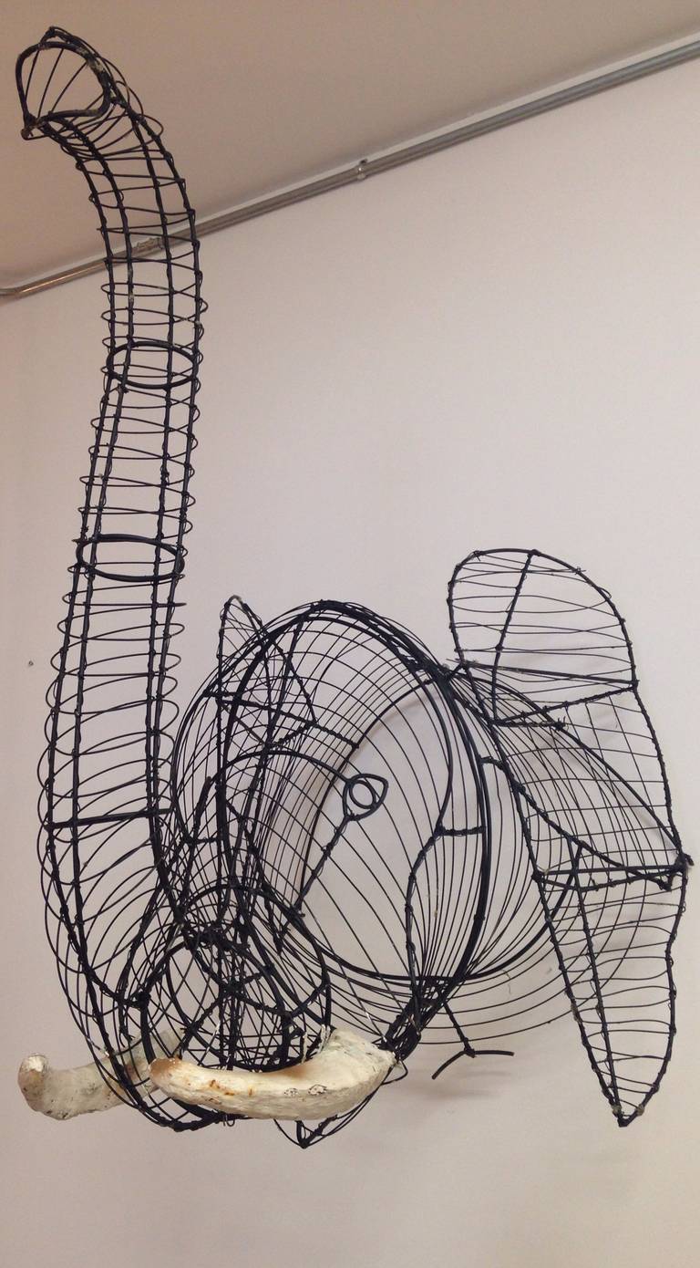 Stunning Elephant Wire Wall Sculpture In Excellent Condition In St. Louis, MO