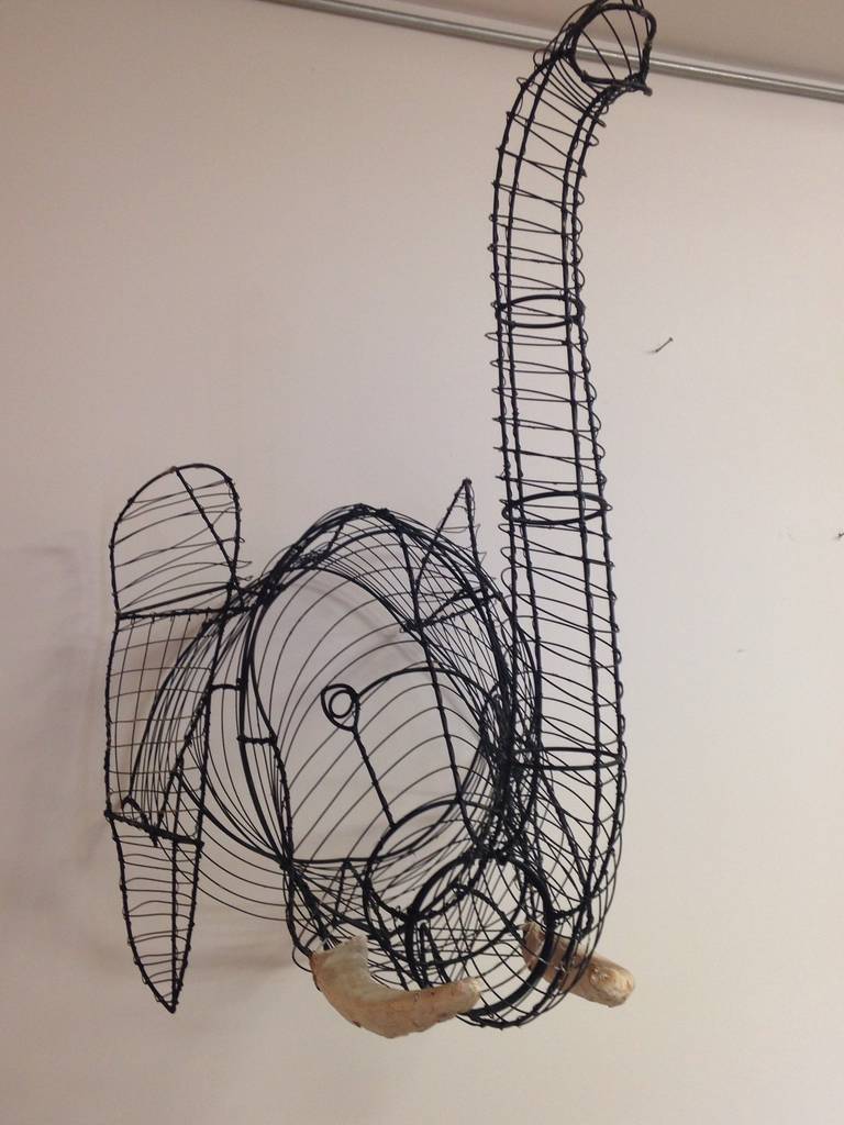 20th Century Stunning Elephant Wire Wall Sculpture