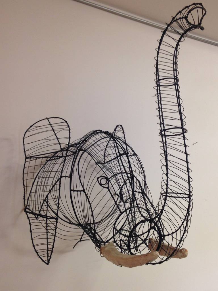 Metal Stunning Elephant Wire Wall Sculpture