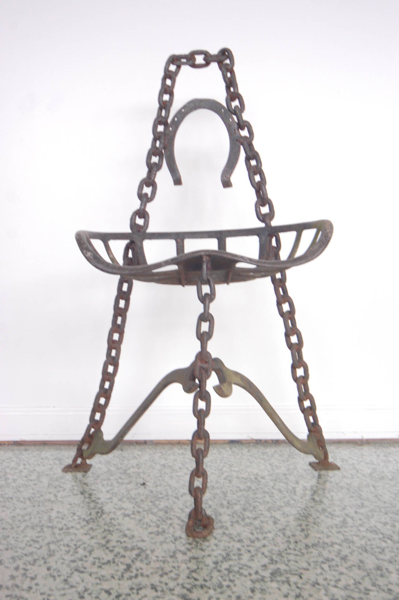 Early 20th Century Sculptural Horseshoe Wrench Metal Folk Art Chair