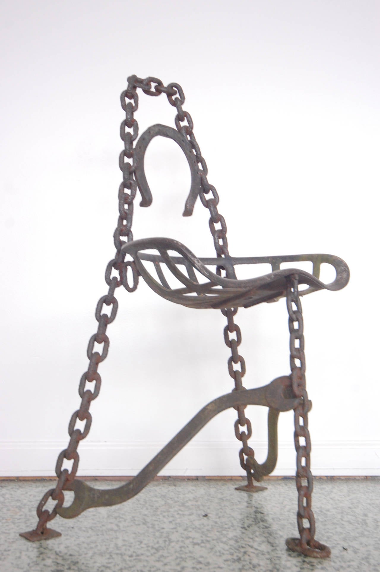 Sculptural Horseshoe Wrench Metal Folk Art Chair 1
