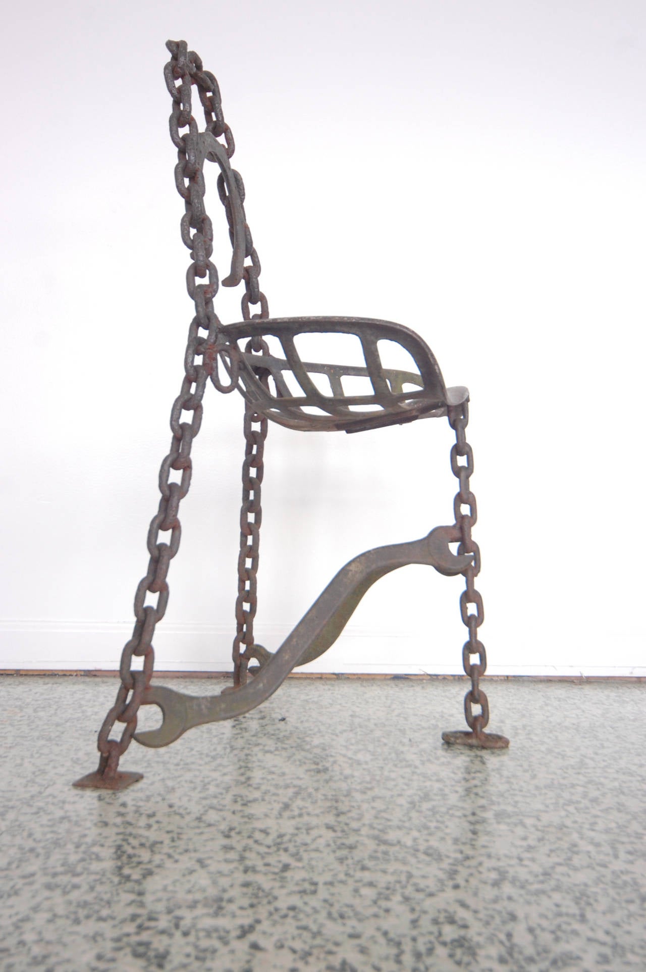 Sculptural Horseshoe Wrench Metal Folk Art Chair 2