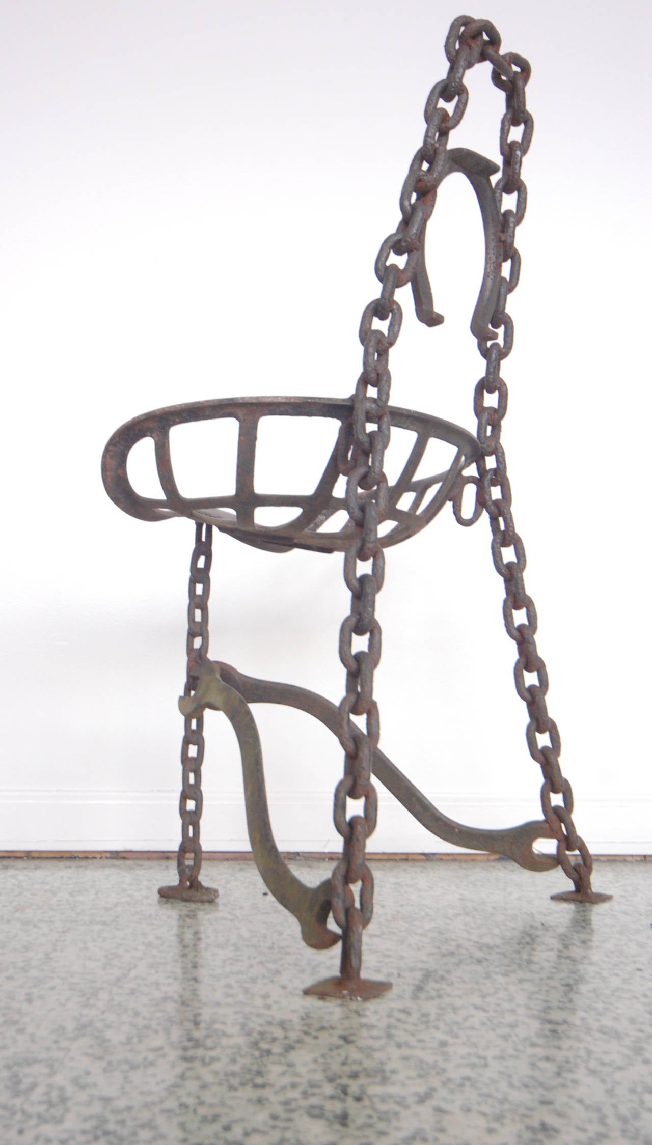 Sculptural Horseshoe Wrench Metal Folk Art Chair In Excellent Condition In St. Louis, MO