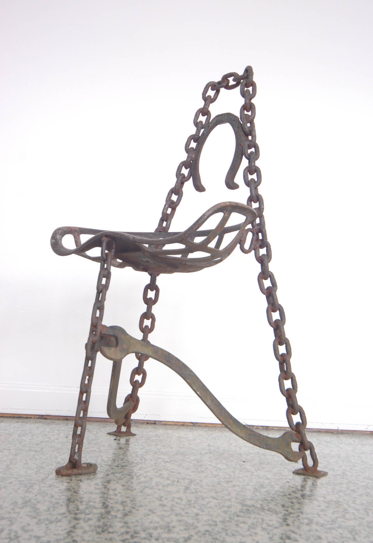 Sculptural Horseshoe Wrench Metal Folk Art Chair 5