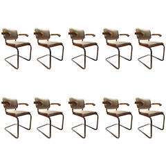 Incredible Set of Ten Cesca Chairs by Marcel Breuer for Knoll with Knoll Fabric