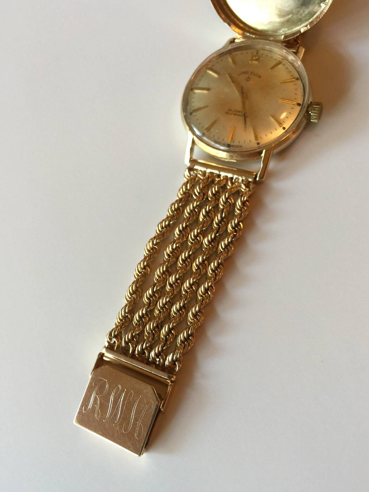 14k Gold Rosalie Wynn Hearst Monogramed Watch 6