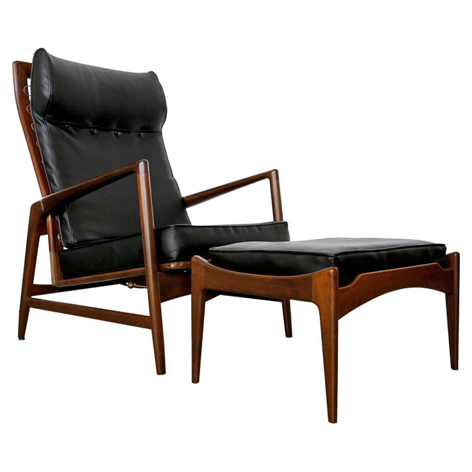 Ib Kofod Larsen Lounge Chair and Ottoman