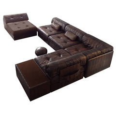 Retro (Free shipping worldwide) De Sede DS-88 Patchwork, the best color, Cigar Brown