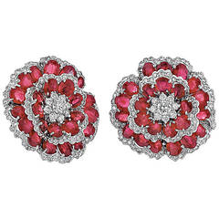 Ruby Diamond White Gold Earrings