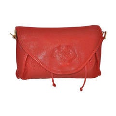 Retro Carlos Falchi Textured Red Calfskin Drawstring Clutch/ Shoulder Bag