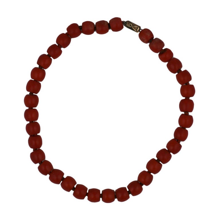 Antique Coral Barrel Beads