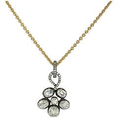 Rose Cut Diamond Flower Pendant 5