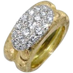 Pave Set Diamond Gold Platinum Dual Band Ring